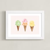 "Ice Cream Party" - Art Print in Blush by Beth Schneider - Framed