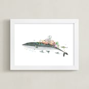 "Great Barrier Reef" - Art Print in Blue-Whale Grey by Jiny He - Framed