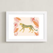 "speedy cheetah" - Art Print in melon by peetie design - Framed