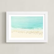 "Remembering a day by the Sea" - Art Print in Turquoise Sea by Jacquelyn Sloane Siklos - Framed