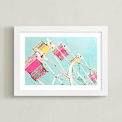 "Fair Days 3" - Art Print in Aqua, Pink, Yellow by Shannon Howard - Framed