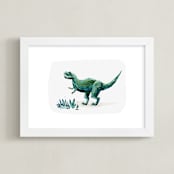 "Terrific T-Rex" - Art Print in Leaf by Kayla King - Framed