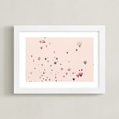 "Love is All Around" - Art Print in pale pink by Caroline Mint - Framed