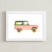 "Cruising Nantucket" - Art Print in Pale Pink by Kelsey Livingston - Framed