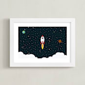"Outer Space" - Art Print in White by Oma N. Ramkhelawan - Framed
