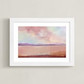 "Coral Desert" - Art Print in desert pink by AlisonJerry - Framed