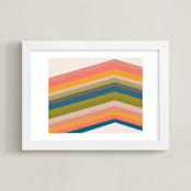 "Retro Stripes" - Art Print in Pool by Beth Vassalo - Framed