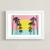 "Summer Palms" - Art Print in Pink Lemonade by Jessica C Nugent - Framed