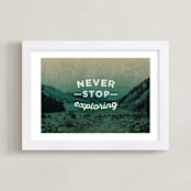 "Never Stop Exploring" - Art Print in Earth by Hannah Lipking - Framed