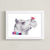 "All Dolled Up" - Art Print in Pom Pom Blue by Kelsey Mucci - Framed