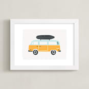 "Wheels 4" - Art Print in Mustard by Kristie Kern - Framed