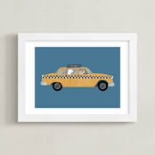 "New York" - Art Print in Taxi by Jenna Holcomb - Framed