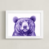 "Purple Bear" - Art Print in violets by Tracy Ann - Framed
