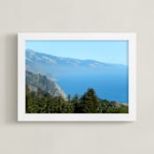 "Big Sur Nepenthe" - Art Print in ocean sky blue by Sea and Sky - Framed