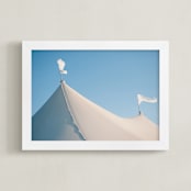 "White Tents" - Art Print in Sky Blue by Whitney Deal - Framed