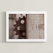 "The Cogwheel" - Art Print in Rustic Red by Sheila Corcoran - Framed