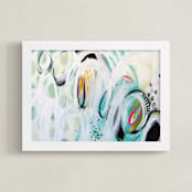 "Push + Pull" - Art Print in Turquoise by Julie Hawkins - Framed