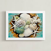 "Sea Shell Swirls" - Art Print in turquoise blue by Debra Butler - Framed