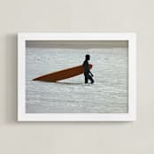 "Long Boarder, Venice Beach Morning" - Art Print in Seafoam Green by Annie Seaton - Framed