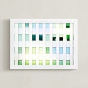 "Mid Wilshire Windows " - Art Print in cool green blue by GLEAUX Art Photo Design - Framed