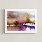 "Landsplashes Series : Bridge" - Art Print in Purple by Marta Spendowska - Framed
