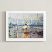 "Indigo Surfer Girl, Venice Beach" - Art Print in Indigo Blue by Annie Seaton - Framed