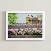"Toronto Newspaper Boxes" - Art Print in Cerulean Blue by Annie Seaton - Framed