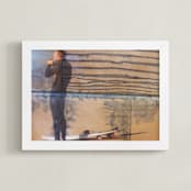 "Indigo Surfer with Stripes" - Art Print in Indigo Blue by Annie Seaton - Framed