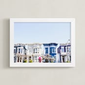 "Painted Ladies" - Art Print in Sky Blue by Annie Montgomery - Framed