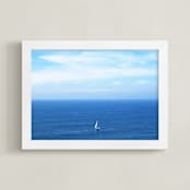 "Lonely Sail" - Art Print in Ocean blue by NSMARK - Framed