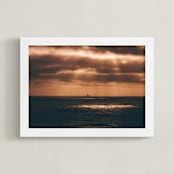 "A Sail and the Sea" - Art Print in Deep Sunset by Kate Baird - Framed