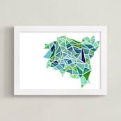 "Fragments in Green" - Art Print in fragmented green by Cindy Lackey - Framed