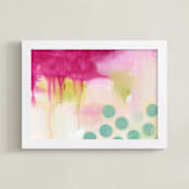 "Never Thought That This Would Happen" - Art Print in Pink and Turquoise by Julie Hawkins - Framed