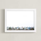 "Charleston Hues" - Art Print in Pure White by Melinda Denison - Framed