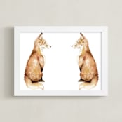 "Fancy foxes" - Art Print in Red fox by Lauren Rogoff - Framed