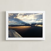 "Sunrise Over the Desert" - Art Print in steel sky blue grey by Jeff Vilkin - Framed
