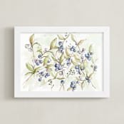 "Wild Berries" - Art Print in Berry Blue by Kirby Lee Smith - Framed