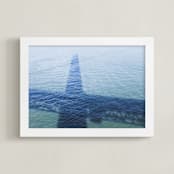 "Golden Gate Shadow" - Art Print in Ocean Blue by Annie Montgomery - Framed