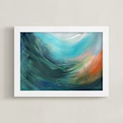 "Inside the Wave" - Art Print in Ocean Blue by Monica Janes Fine Art - Framed