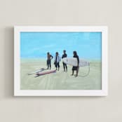 "Surf Gang, Venice Beach" - Art Print in Cerulean by Annie Seaton - Framed