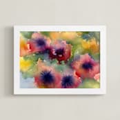 "Velvet Petunias" - Art Print in Rose red by Amelia Gluba - Framed