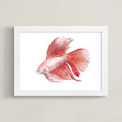 "Betta" - Art Print in True red by Lauren Rogoff - Framed