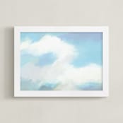 "Morning Sky" - Art Print in Sky Blue by Amy Hall - Framed
