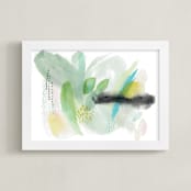 "Rice Field" - Art Print in moss green by Erika Firm - Framed