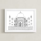 "The Taj Mahal in Pen" - Art Print in midnight by Sharon Rowan - Framed