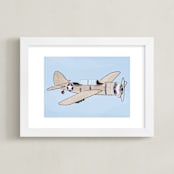 "Aviation Airplane 3" - Art Print in Winged Blue by Rebecca Marchese - Framed
