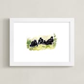 "Lounging Gorillas" - Art Print in Jungle Green by Haley Mistler - Framed