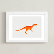"Dinosaur Herrerasaurus" - Art Print in Bright Orange by Ashley Presutti Beasley - Framed