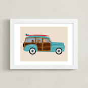 "Hilo Travel Dogs" - Art Print in Sand by Jenna Holcomb - Framed