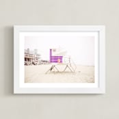 "Purple Beach Tower" - Art Print in Pastel Purple by Bree Madden - Framed